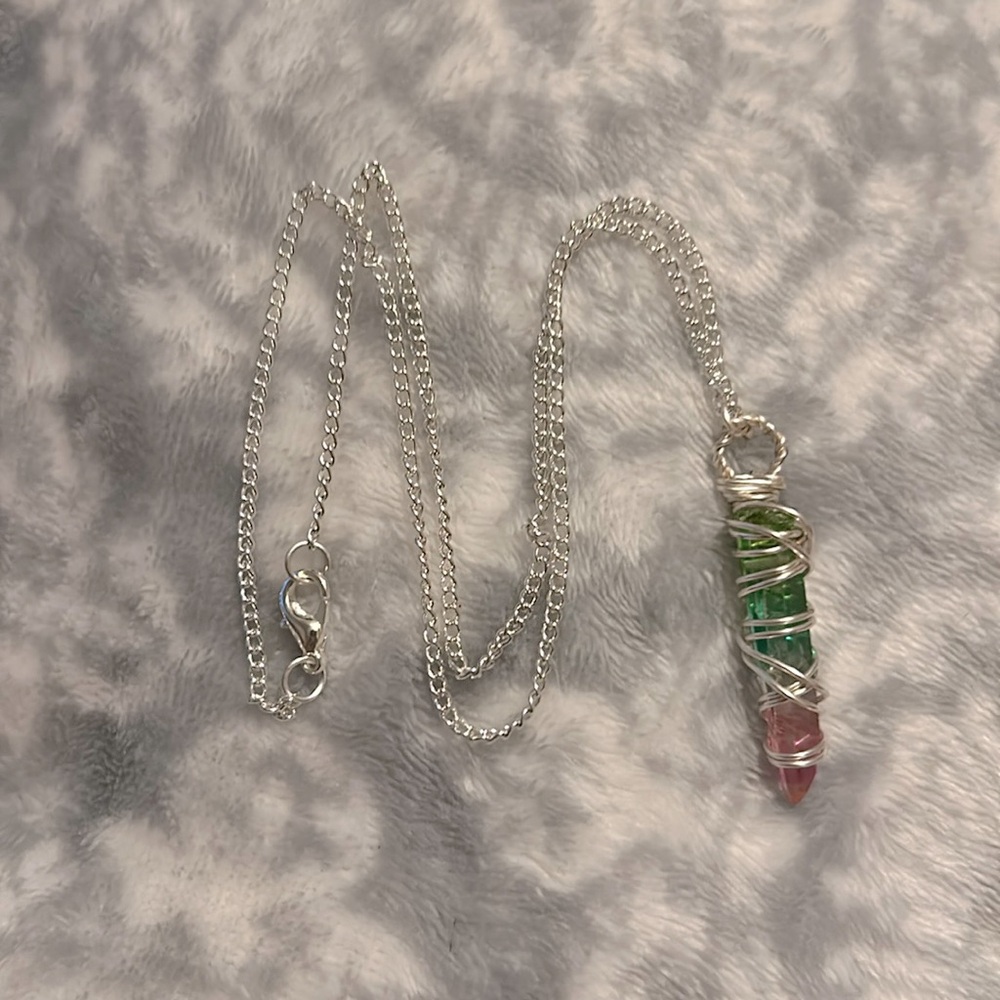 Rainbow Aura Quartz necklace.